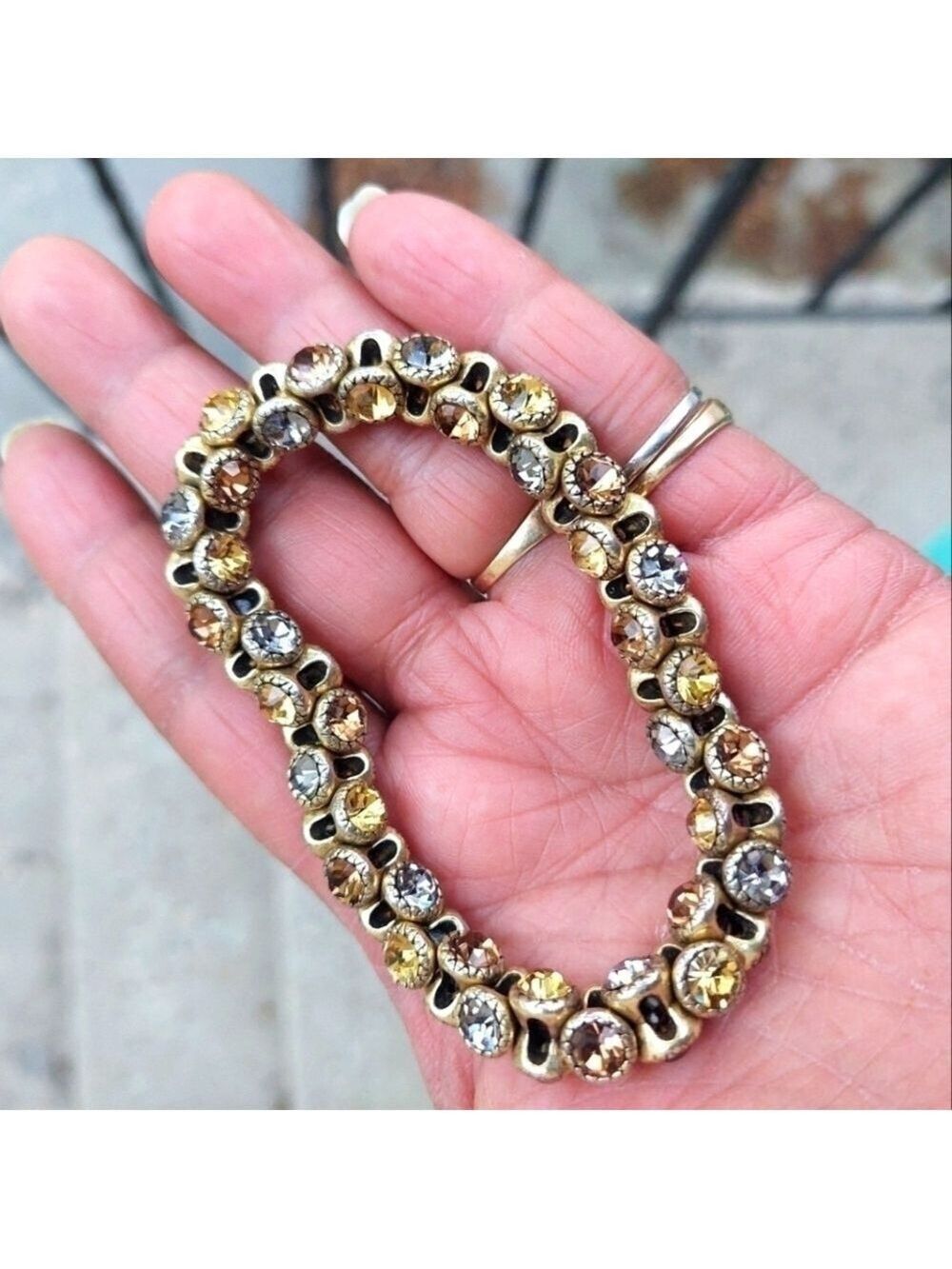 Vintage 4-Sided Rhinestone Crystal Stretch Bracelet